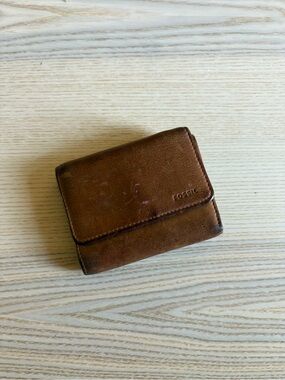 Genuine Leather Fossil Brown Leather Compact Wallet- Light Wear